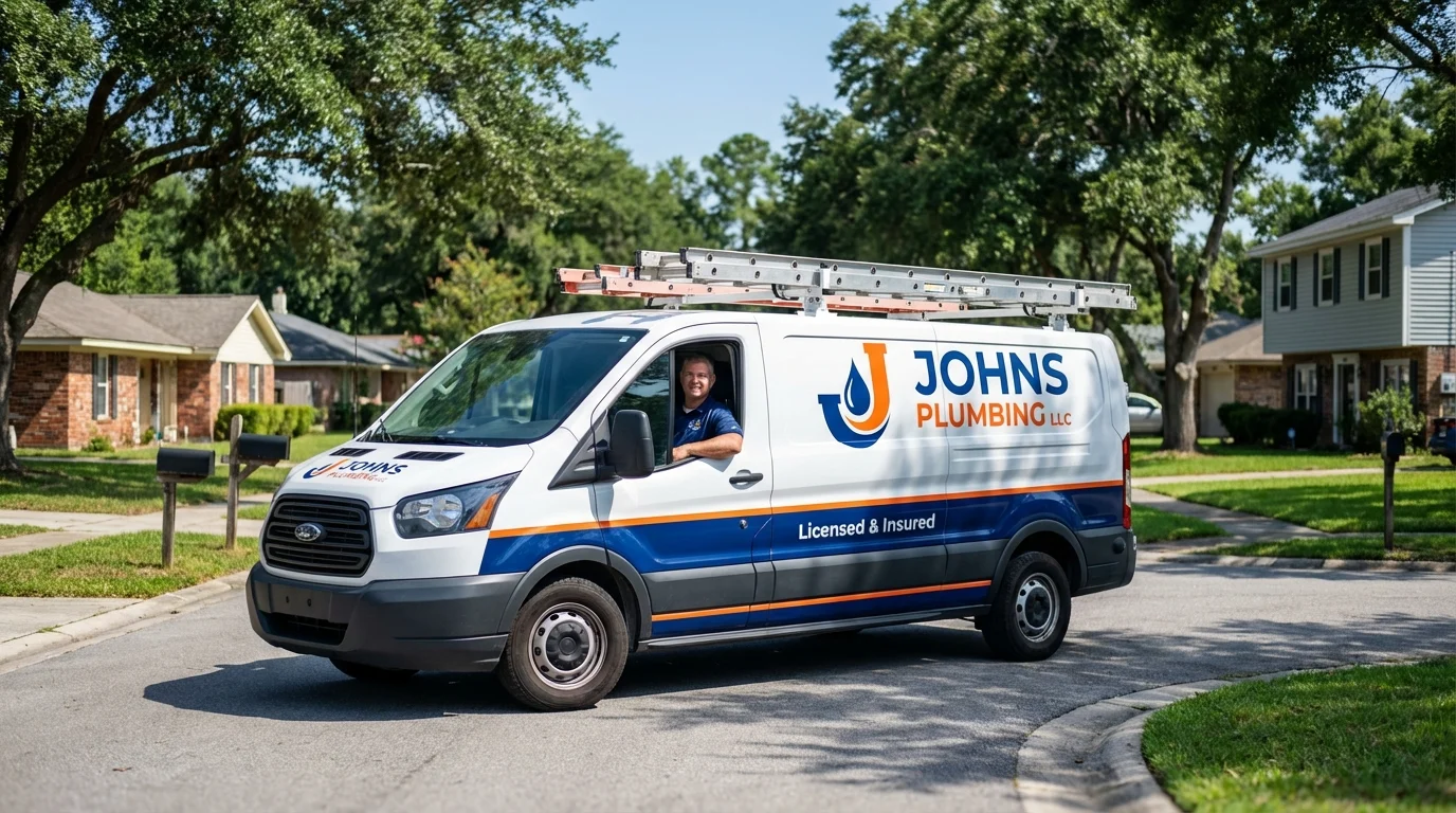 Johns Plumbing LLC service van in Madison, NE